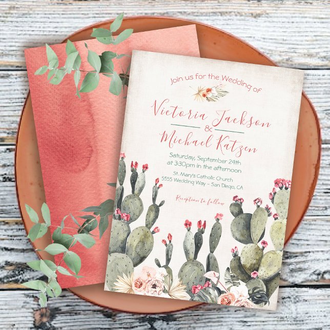 Terracota and Cactus Wedding invitations (Creator Uploaded)