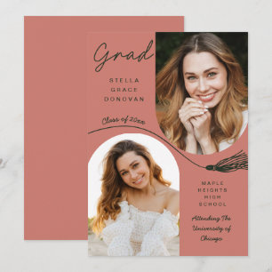 Terracota Boho Tassel Grad Announcement with Photo