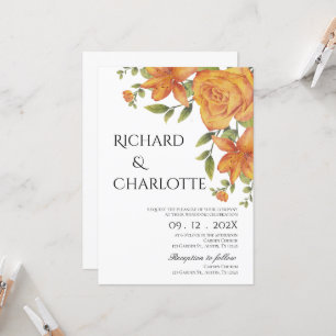 Terracota Burnt Orange Floral Eucalyptus Wedding Invitation