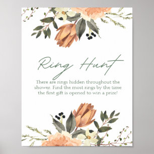 Terracota Flower Bridal Shower Game Ring Hunt Poster