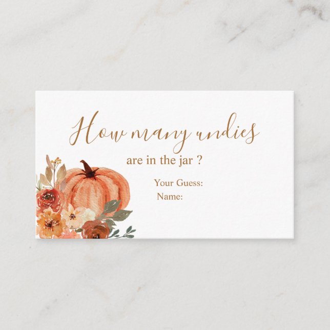 Terracota Pumpkin Bridal Shower How Many Undies Enclosure Card (Front)