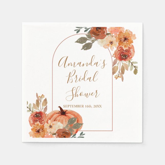 Terracota Pumpkin Floral Bridal Shower Napkins (Front)