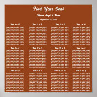 Terracotta 12x12 Alphabetical Seating Plan