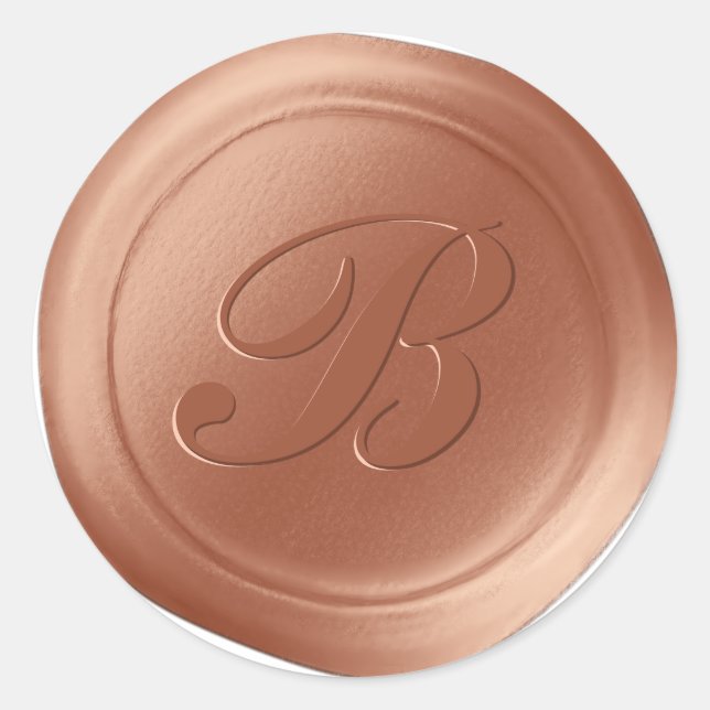 Terracotta 1 Letter Monogram Wax Seal Stickers (Front)