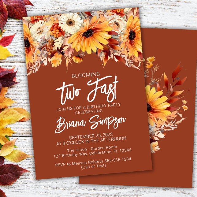 Terracotta 2nd Birthday Fall Floral Invitation (Creator Uploaded)