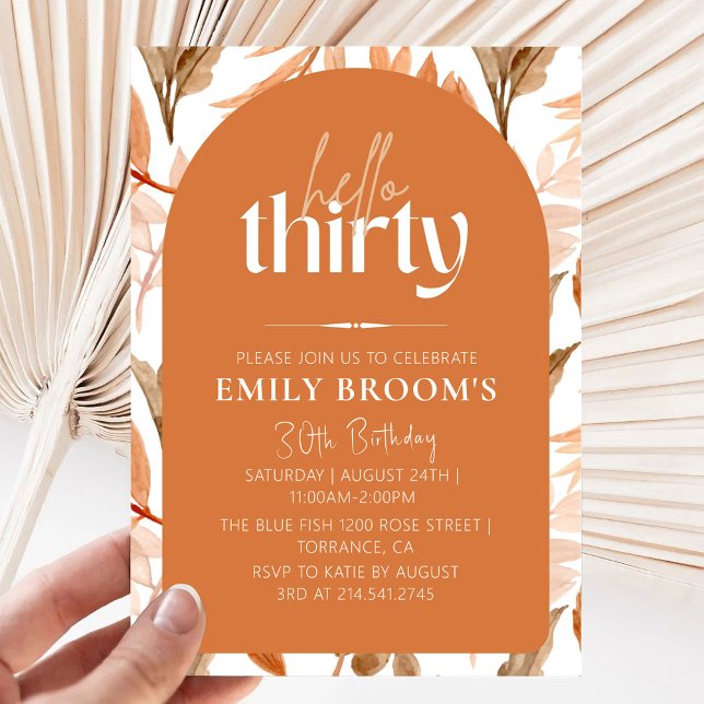 Terracotta 30th Birthday Boho Celebration Invitation (Creator Uploaded)