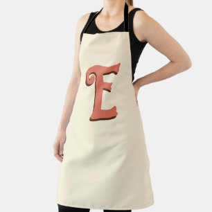 Terracotta 3D Modern Initial Letter   Ivory Cream  Apron