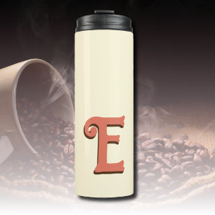 Terracotta 3D Modern Initial Letter Ivory Cream Thermal Tumbler