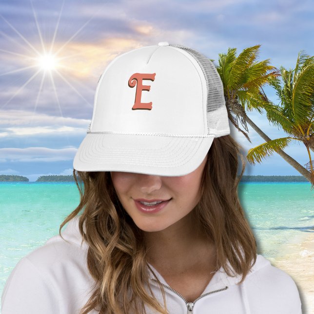 Terracotta 3D Modern Initial Letter | Ivory Cream  Trucker Hat (Creator Uploaded)