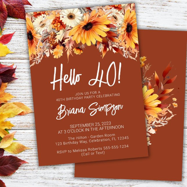Terracotta 40th Birthday Fall Floral Invitation (Creator Uploaded)