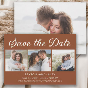 Terracotta 4-Photo 2-Sided Wedding Save Date  Save The Date