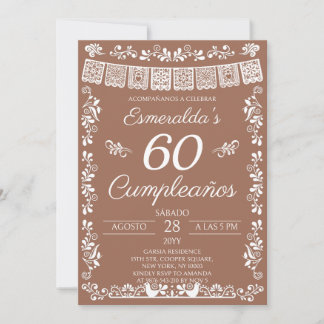 Terracotta 60 Cumpleaños Birthday Party Invitation