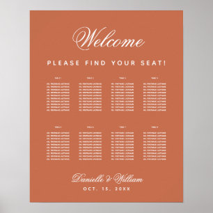 Terracotta 8 Table Simple Wedding Seating Chart