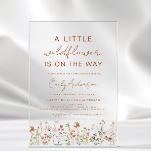 Terracotta A Little Wildflower Baby Shower Acrylic Invitations