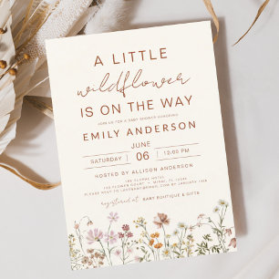 Terracotta A Little Wildflower Baby Shower Invitation