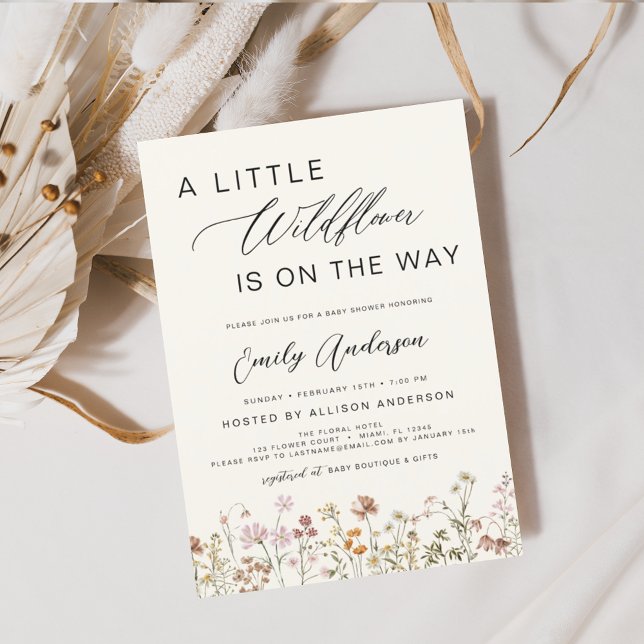 Terracotta A Little Wildflower Baby Shower Invitation (Creator Uploaded)