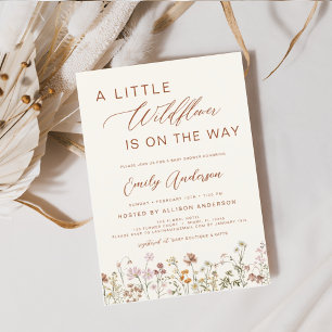 Terracotta A Little Wildflower Baby Shower Invitation