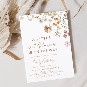 Terracotta A Little Wildflower Baby Shower Invitation