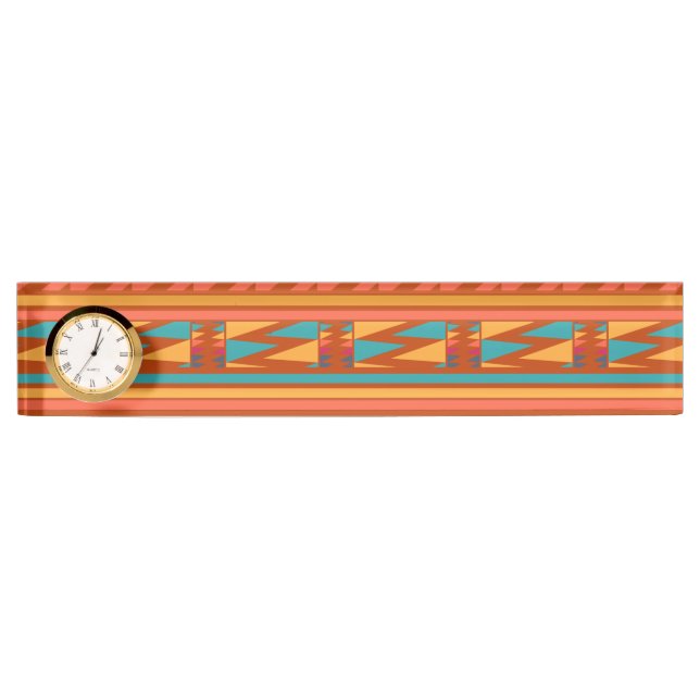 Terracotta Abstract Aztec Tribal Print Pattern Nameplate (Front)