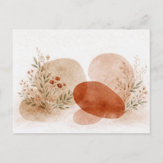 Terracotta Abstract Boho Botanical Watercolor Postcard