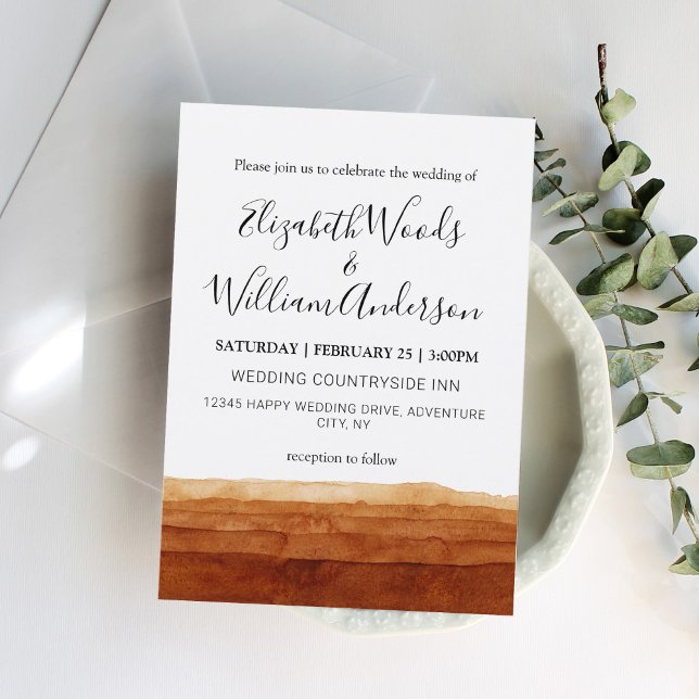 Terracotta Abstract Desert Boho Wedding Invitation (Creator Uploaded)