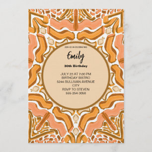 Terracotta Abstract Pattern Modern Brushstroke Invitation