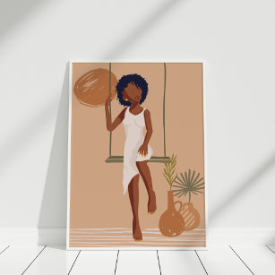 Terracotta Abstract Woman Portrait Poster