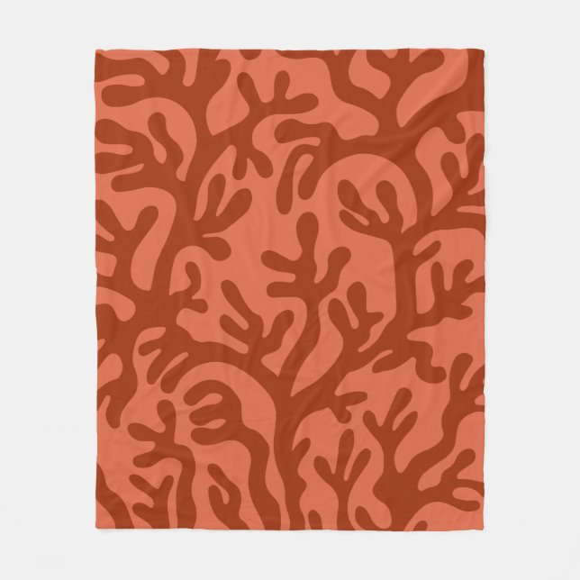 Terracotta Aesthetic Liquid Organic Shapes Pattern Fleece Blanket (Front)