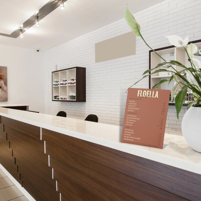 Terracotta Aesthetics Salon Services Price List Pedestal Sign (Creator Uploaded)
