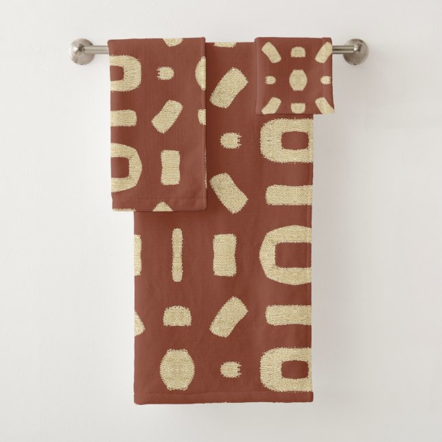 Terracotta African Like Kente Kuba Mud Cloth (Insitu)