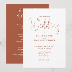 Terracotta All In One Elegant Script Wedding Invitation