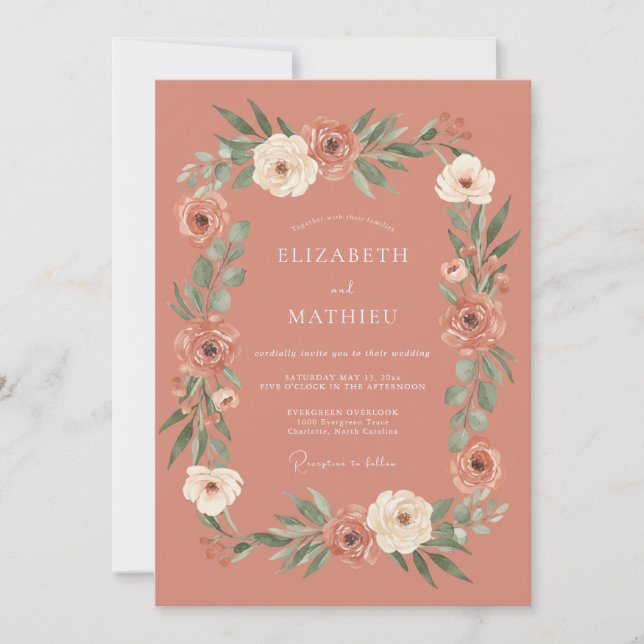 Terracotta Alluring Botanical Wedding Invitation (Front)