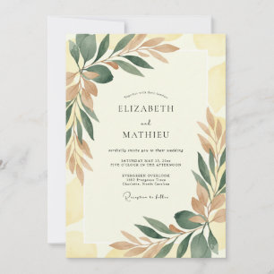 Terracotta Amber Leaf Wedding Invitation