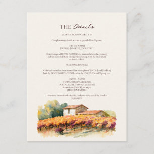 Terracotta Amber Script Tuscany Wedding Details Enclosure Card