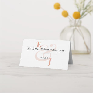 Terracotta Ampersand Wedding Folded Seating Tent Place Card