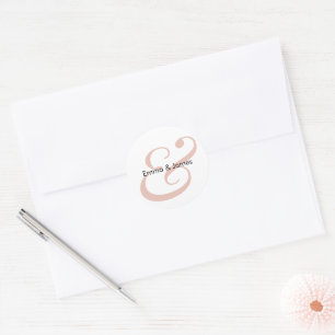 Terracotta Ampersand Wedding   Monogram Envelope Classic Round Sticker