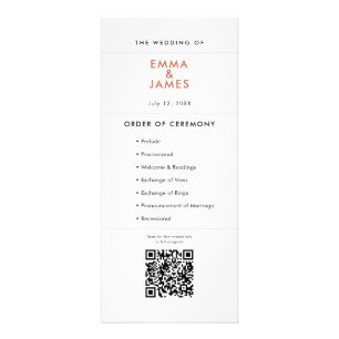Terracotta Ampersand Wedding Program QR Code Rack Card