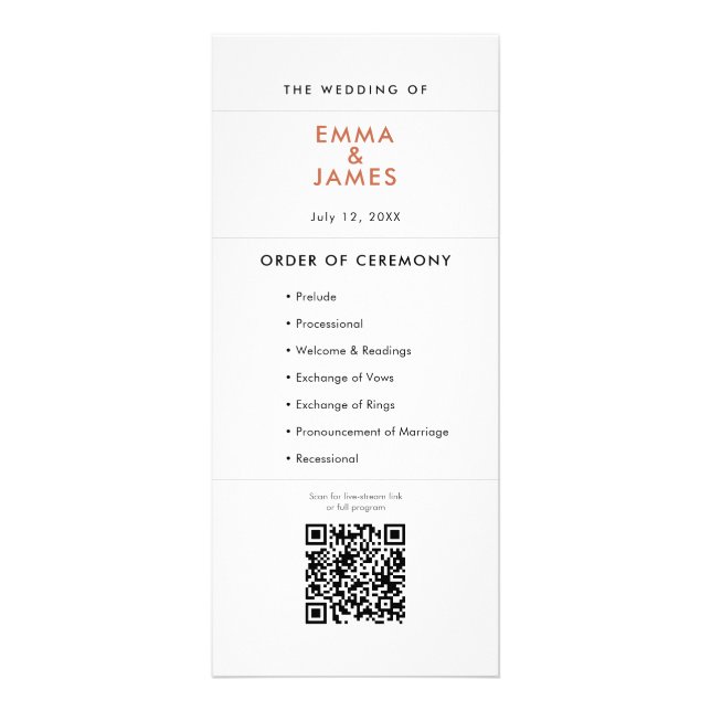 Terracotta Ampersand Wedding | Program | QR Code Rack Card (Front)