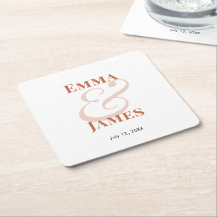 Terracotta Ampersand Wedding    Square Paper Coaster
