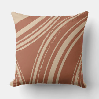 Terracotta and Beige Wave Circles Cushion