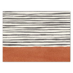 Terracotta and Black White Stripes  Tissue Paper