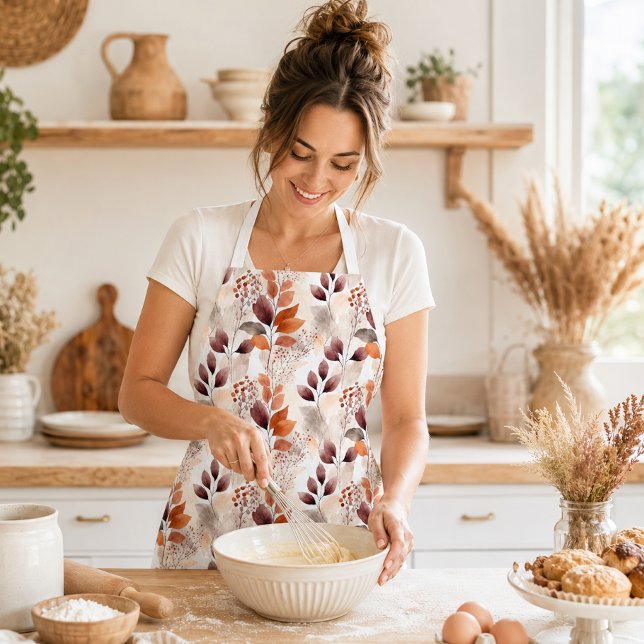 Terracotta and Burgundy Fall Leaves | Boho Autumn Apron (Creator Uploaded)