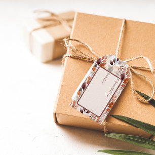 Terracotta and Burgundy Fall Leaves Boho Autumn Gift Tags