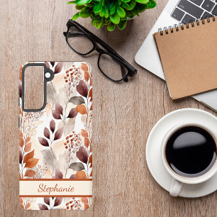 Terracotta and Burgundy Fall Leaves Boho Autumn Samsung Galaxy Case