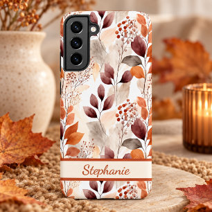 Terracotta and Burgundy Fall Leaves Boho Autumn Samsung Galaxy Case