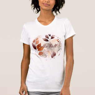 Terracotta and Burgundy Fall Leaves Boho Autumn T-Shirt
