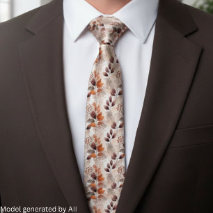 Terracotta and Burgundy Fall Leaves   Boho Autumn Tie