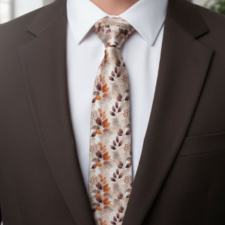 Terracotta and Burgundy Fall Leaves | Boho Autumn Tie