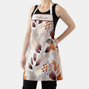 Terracotta and Burgundy Fall Leaves   Custom Boho Apron