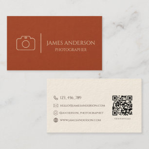 Terracotta And Cream Photographer Business Card 